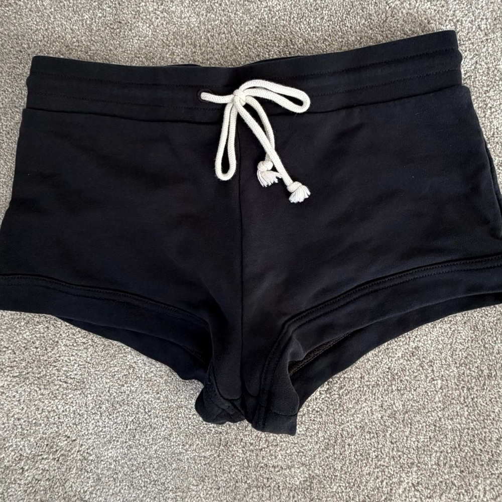 Black Knit Lounge Shorts with Drawstring